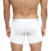 White men’s polyester boxer briefs metro male wear snug fit reinforced seams crystal mid 10 inch 2023-01