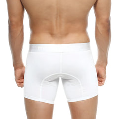 White men’s polyester boxer briefs metro male wear snug fit reinforced seams crystal mid 10 inch 2023-01