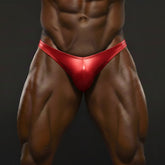 MetroMaleWear posingWear core red posing suit glossy vibrant red fabric briefs with sleek form-fitting design