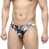 Metro male wear pouch thong gray camo 2302-52 men’s briefs with black white gray camouflage pattern and snug fit