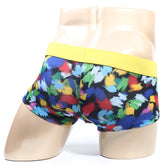 Colorful abstract brushstroke pattern men’s boxer briefs with bright yellow elastic waistband metro male wear primavera short boxer 2026-58