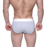 MetroMaleWear gray heathered briefs with white elastic waistband comfortable hip brief 1303-10 front view