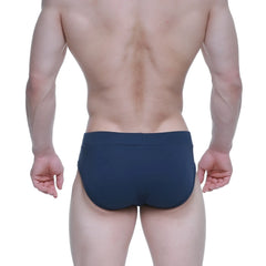 Navy blue MetroMaleWear Profundo Brief 5203-28 with smooth form-fitting fabric and minimalist design front view