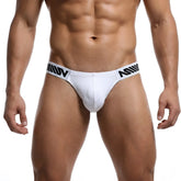 White briefs with a black logo waistband from metromalewear puente bikini blank 3603-06 emphasizing comfort and style