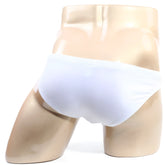 White cotton briefs on a mannequin from MetroMaleWear Puente Bikini Blank 3603-06 showcasing front view