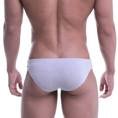 Metro malewear puente bikini grey 3603-10 gray heathered briefs with subtle logo on the side