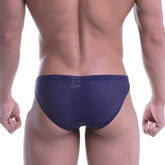 Navymale wear puente bikini navy 3603-28 navy blue mesh briefs with breathable fabric front view