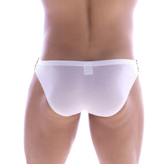 MetroMaleWear Puente Bikini Stars 3603-35 white mesh briefs with subtle ribbed texture and black waistband trim