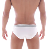 MetroMaleWear Pure Hip Brief white with black striped waistband breathable cotton blend men’s underwear