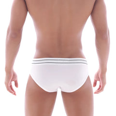 MetroMaleWear Pure Hip Brief white with black striped waistband breathable cotton blend men’s underwear