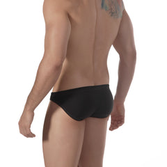 Metro male wear racer swim brief black with sleek form-fitting design and subtle stitching along the waistband