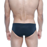 Black metroMalewear rainbow swim brief 4914-05 with smooth form-fitting design ideal for swimming and beachwear
