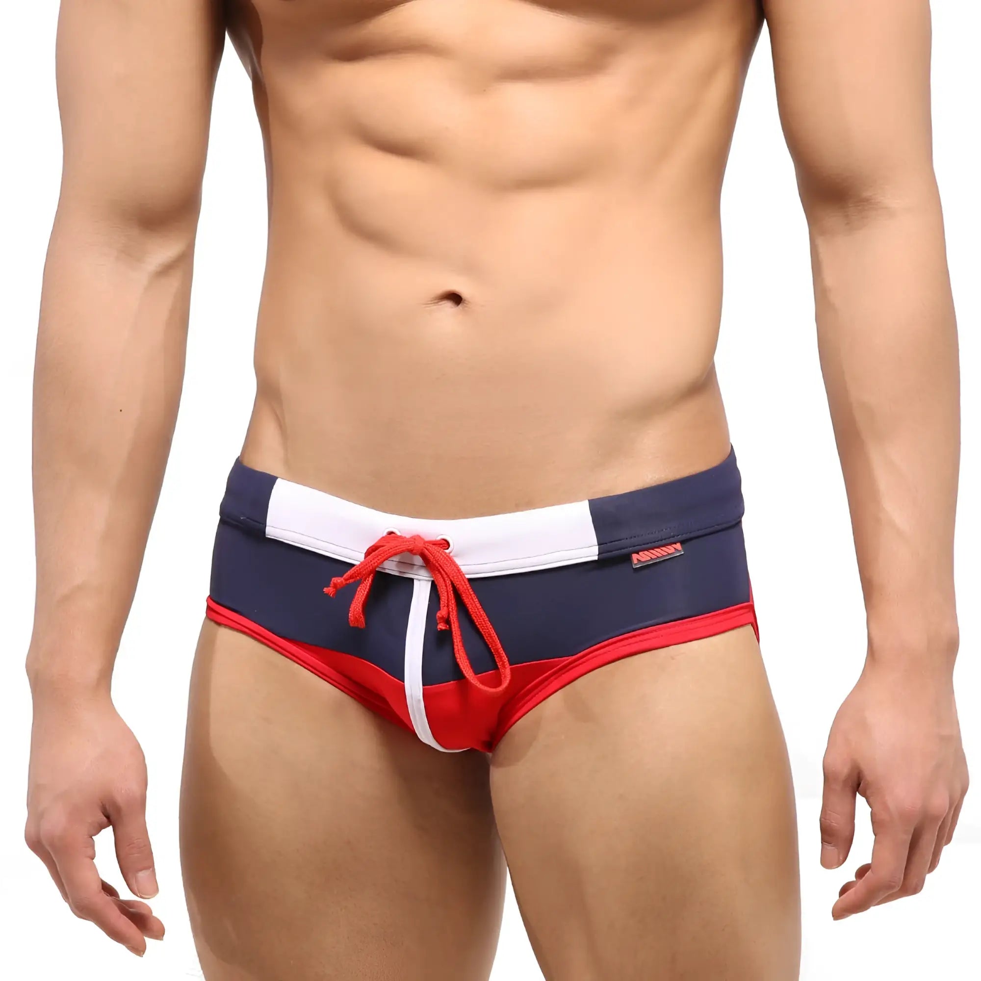 MetroMaleWear Reno swim brief red 4962-12 in navy blue and red with white trim and red drawstring for swimming
