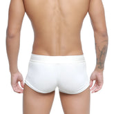 White textured briefs with a smooth elastic waistband by MetroMaleWear rib trunk for comfortable daily wear