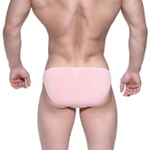 Pink ribbed cotton briefs metroMalewear rivera bikini 6006-02 showcasing front design and fabric texture