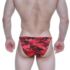 MetroMaleWear romantic bikini camo 6008-90 swim trunks with red and black camouflage pattern for stylish swimwear