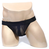 Black mesh briefs with solid elastic waistband from MetroMaleWear santacruz jock strap collection 2101-20