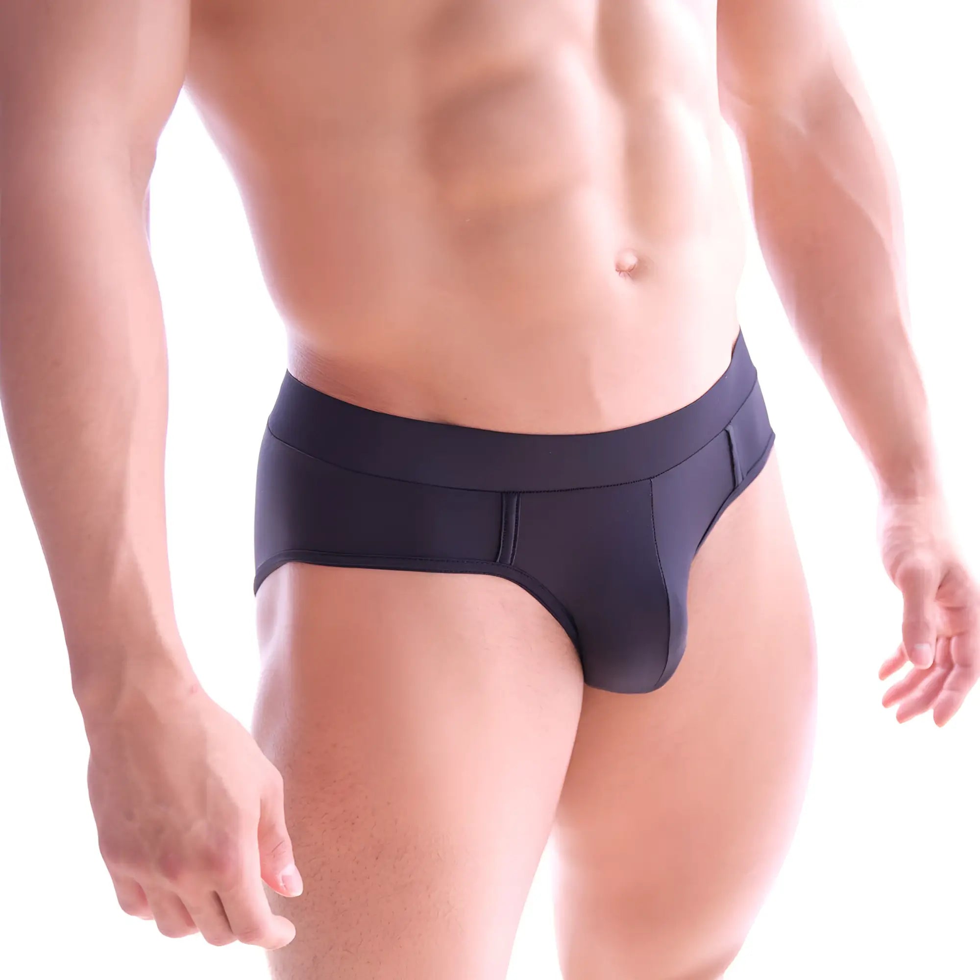Black MetroMaleWear Sencillo Brief 5203-20 with smooth stretchy fabric and contoured design in form-fitting briefs
