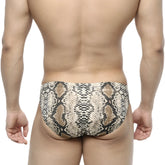 MetroMaleWear Serpiente bikini 5103-94 snake-print swim trunks in beige black and tan pattern for beachwear