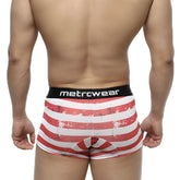 MetroMalewear short boxer batalla 7 inch red and white striped distressed american flag boxer briefs with black waistband
