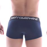 Navy blue metromiewear briefs with black waistband and white lettering metroMalewear short boxer 7 inch 3022-28