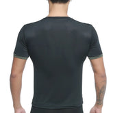 MetroMaleWear SIB tank top green 4127-26 black short-sleeved athletic shirt with subtle texture and olive green sleeve trim