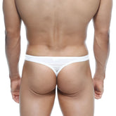 White metro malewear silk thong 4102-00 showing back side with textured ribbed design on sides and back