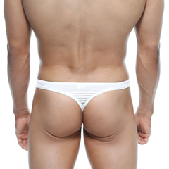 White metro malewear silk thong 4102-00 showing back side with textured ribbed design on sides and back