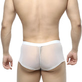 Metro male wear simple trunk white 1033-00 white mesh briefs with solid white waistband front view