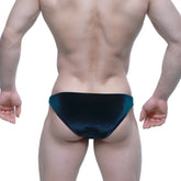 Dark teal velvet briefs from metro malewear sindbad bikini green 6003-53 showing rich color and soft texture