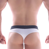 White thong with a black waistband from MetroMaleWear snap thong white 2212-00 highlighting the front view