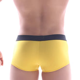 Bright yellow metro male wear snap trunk briefs with dark blue waistband for comfortable daily wear