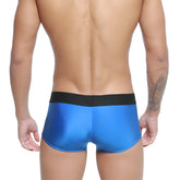 Blue metallic briefs with black elastic waistband from metromalewear snap trunk royal 2223-18