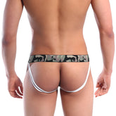 Metro male wear soldado jock strap white 2901 50 camouflage-patterned thong with white elastic straps and snug fit