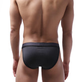 Black textured briefs with smooth elastic waistband metro malewear sport bikini heather 3004-39 front view