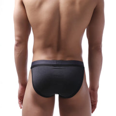 Black textured briefs with smooth elastic waistband metro malewear sport bikini heather 3004-39 front view