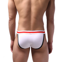 White athletic sport bikini briefs with red and white striped waistband and black trim metro male wear 3004-38