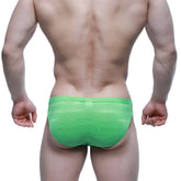 Bright green sheer mesh briefs with ribbed texture from MetroMaleWear sprout bikini 5103-M27