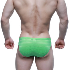 Bright green sheer mesh briefs with ribbed texture from MetroMaleWear sprout bikini 5103-M27