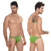 MetroMalewear sunbathing bikini green 2004-17 bright green form-fitting briefs for comfortable sunbathing