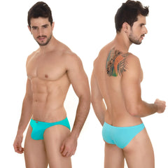 Turquoise metro malewear sunbathing bikini briefs with smooth form-fitting design for comfortable wear