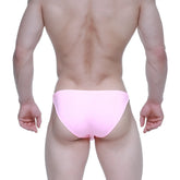 A sleek solid pink metro male wear SUP bikini with a smooth form fitting design for comfortable wear