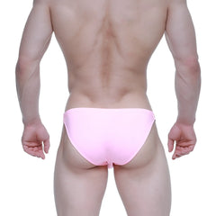 A sleek solid pink metro male wear SUP bikini with a smooth form fitting design for comfortable wear