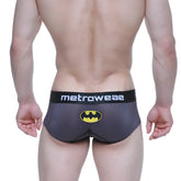 Black batman-themed briefs with yellow bat emblem and metroweave waistband from metromalewear superman mini boxer 7013-93
