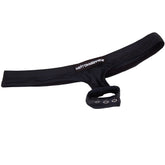 Metro male wear suspensory black mens underwear with branded label and three circular eyelets on the loop