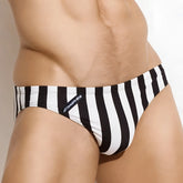 Metro male wear termoli swim bikini black 4999-40 men’s black and white vertically striped snug fit briefs