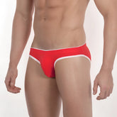 Red briefs with white trim from metromalewear terrace hip brief red 3106-12 for comfortable everyday wear