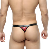 MetroMaleWear toxine thong 5902-20 red and black latex thong with a glossy finish showing the back side