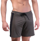 Dark gray metroMalewear trainer shorts with black side panels and matching drawstring waistband