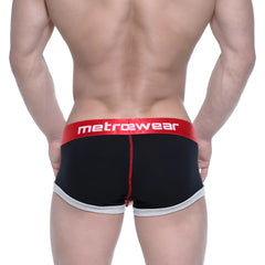 Black men’s briefs metroMalewear trio boxer black 3013-41 with red waistband and gray leg trim